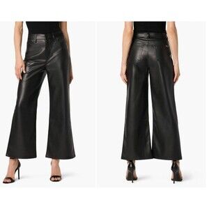 NWOT Joe's Jeans Wide Leg Faux Vegan Leather Pants High Waist Stretch Black 29